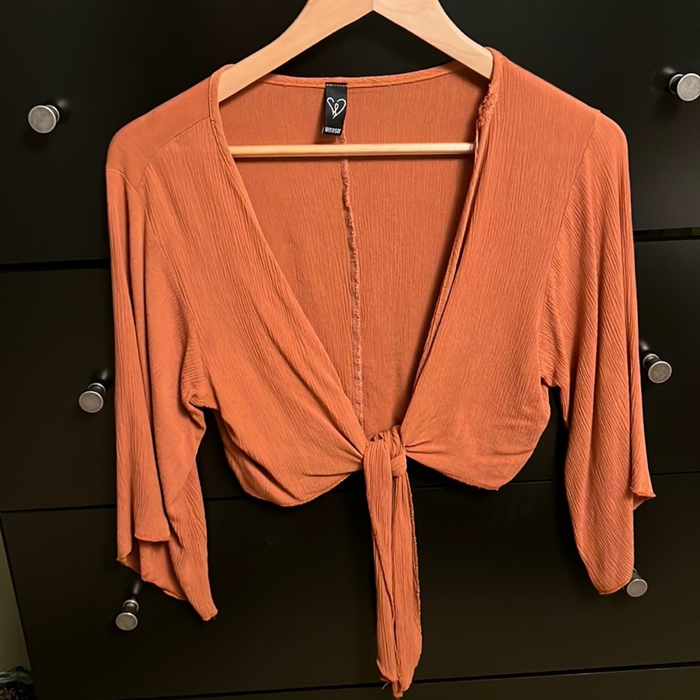 Orange cropped cover up.